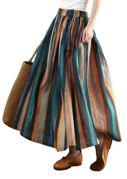 Women's Retro A-line Skirt with Stripes
