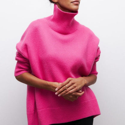 Women's Roller Collar Pullover Warm Casual Long Sweaters