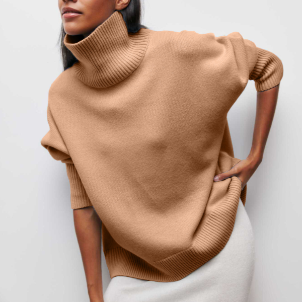 Women's Roller Collar Pullover Warm Casual Long Sweaters