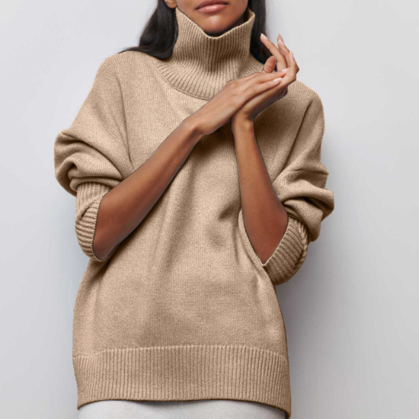Women's Roller Collar Pullover Warm Casual Long Sweaters