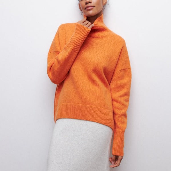 Women's Roller Collar Pullover Warm Casual Long Sweaters