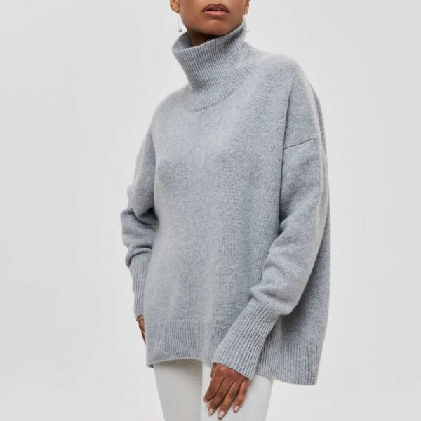 Women's Roller Collar Pullover Warm Casual Long Sweaters