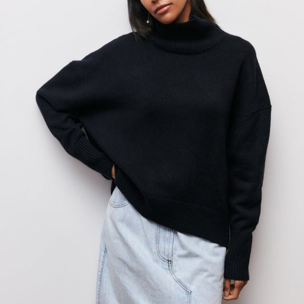 Women's Roller Collar Pullover Warm Casual Long Sweaters