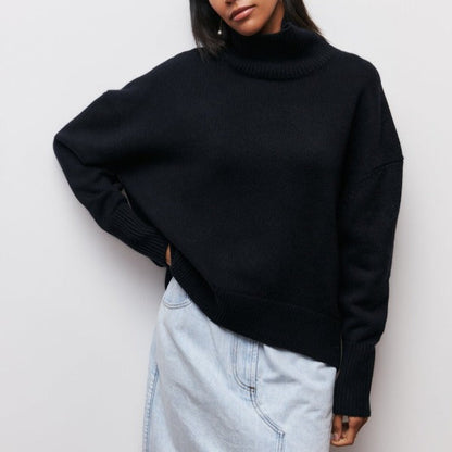 Women's Roller Collar Pullover Warm Casual Long Sweaters