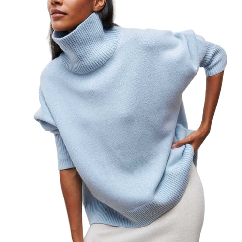 Women's Roller Collar Pullover Warm Casual Long Sweaters