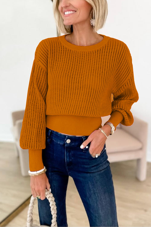 Women's Round Neck Sweater With Cut Out Back Casual Style