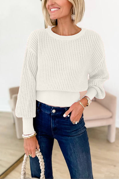 Women's Round Neck Sweater With Cut Out Back Casual Style