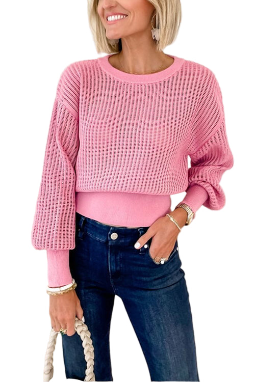 Women's Round Neck Sweater With Cut Out Back Casual Style