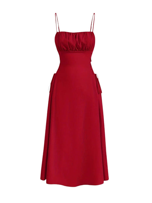 Women's Ruched Cami Dress With Square Neckline, Backless Design, Ideal For Special Occasions
