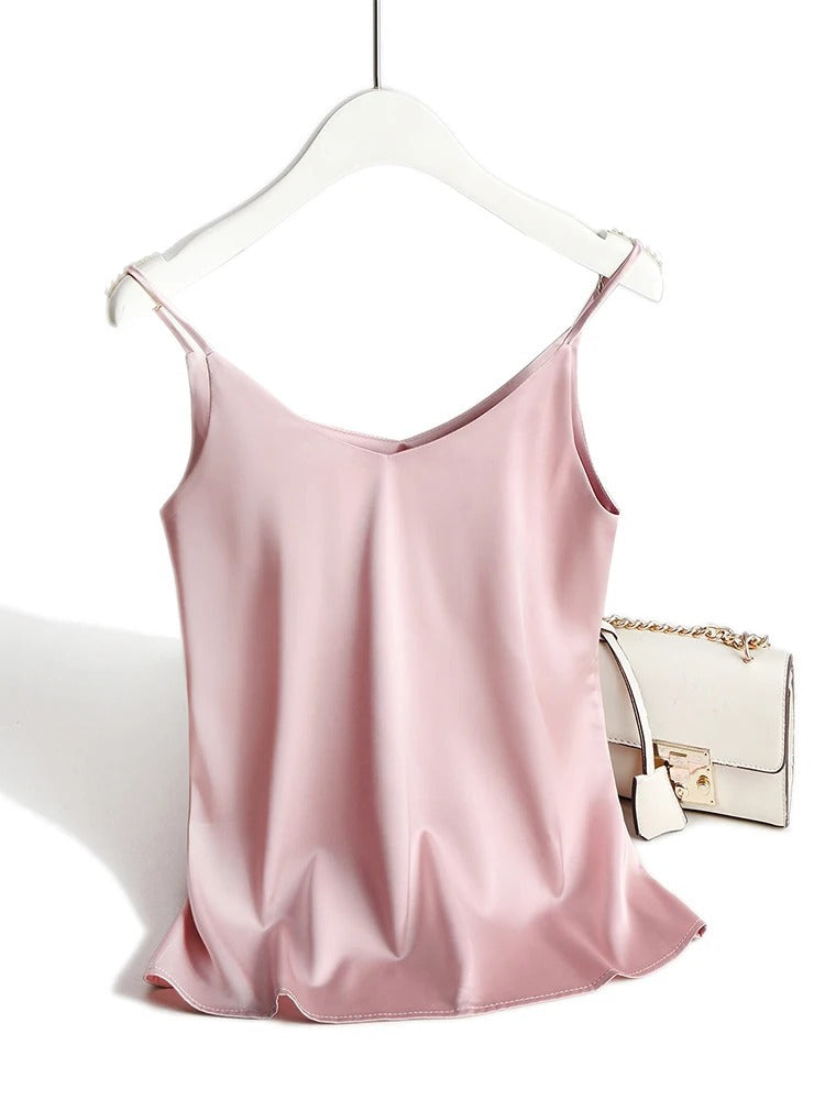 Women's Satin Silk Look Tanktops