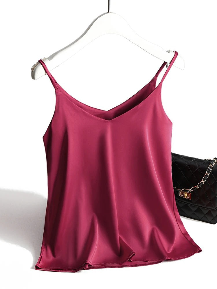 Women's Satin Silk Look Tanktops