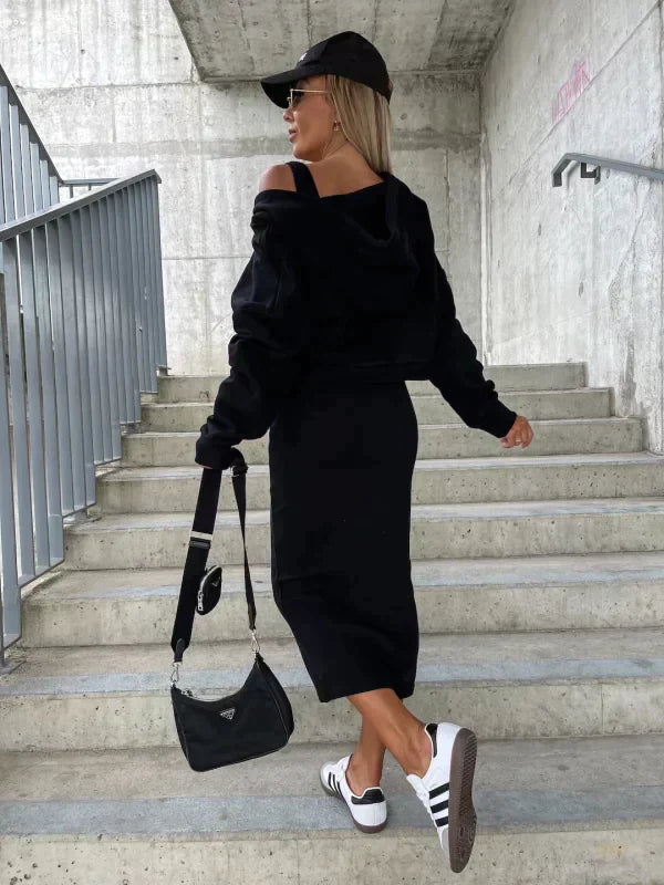 Women's Set with Dress and Knitted Sweater