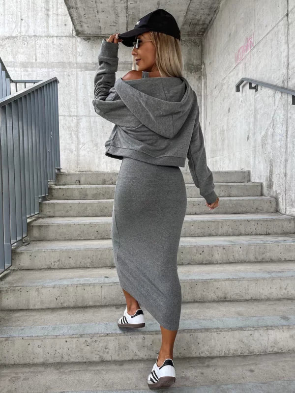 Women's Set with Dress and Knitted Sweater