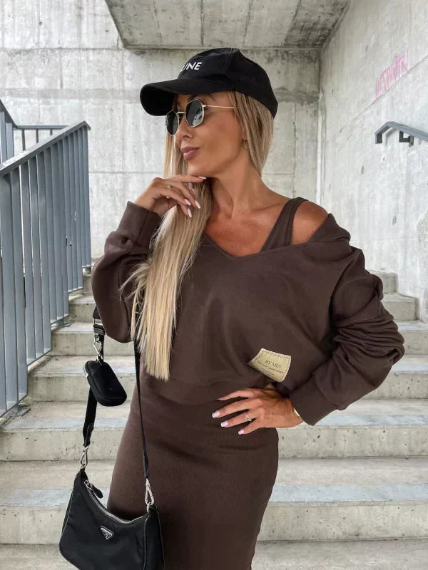 Women's Set with Dress and Knitted Sweater