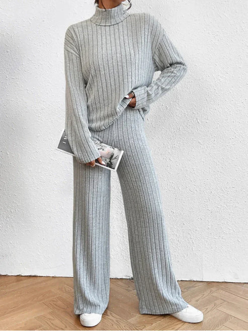 Women's Set with Roller Collar and Knitted Trousers