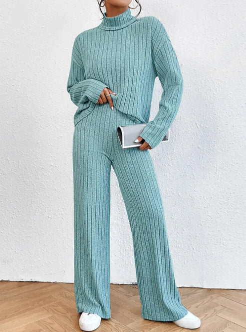Women's Set with Roller Collar and Knitted Trousers