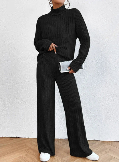 Women's Set with Roller Collar and Knitted Trousers