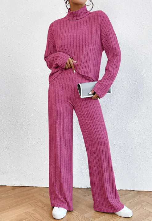 Women's Set with Roller Collar and Knitted Trousers