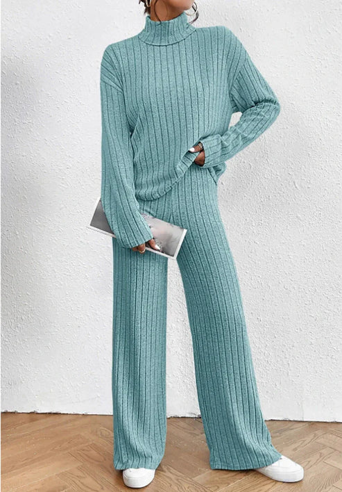 Women's Set with Roller Collar and Knitted Trousers