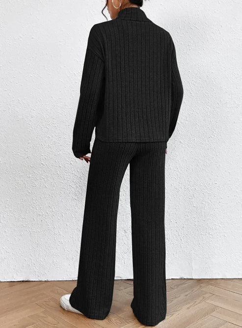 Women's Set with Roller Collar and Knitted Trousers