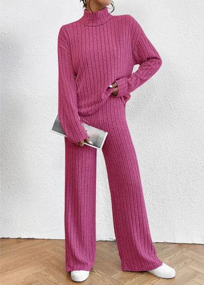 Women's Set with Roller Collar and Knitted Trousers