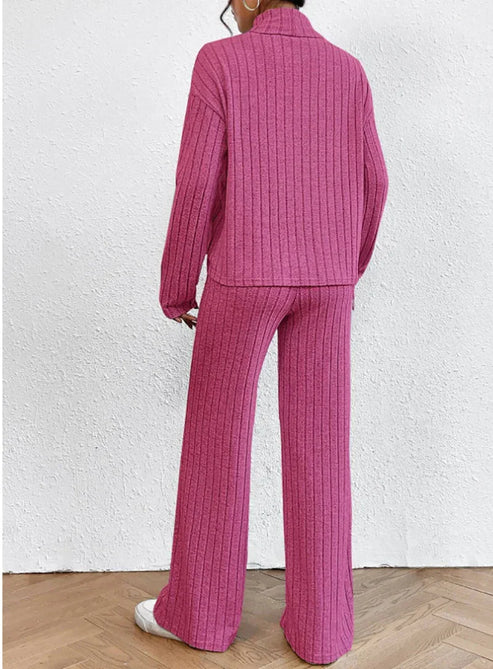 Women's Set with Roller Collar and Knitted Trousers