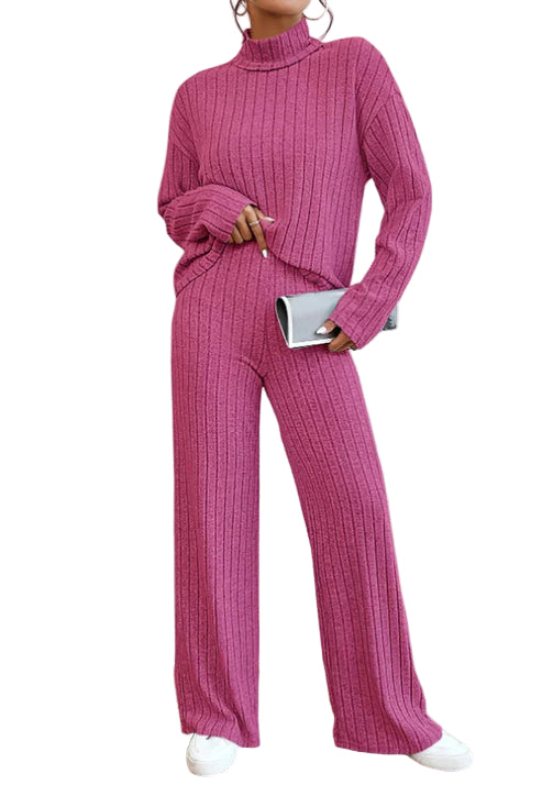 Women's Set with Roller Collar and Knitted Trousers