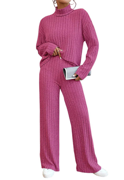 Women's Set with Roller Collar and Knitted Trousers