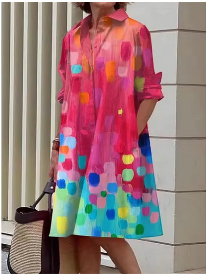 Women's Shirt Dress Relaxed Style Polyester
