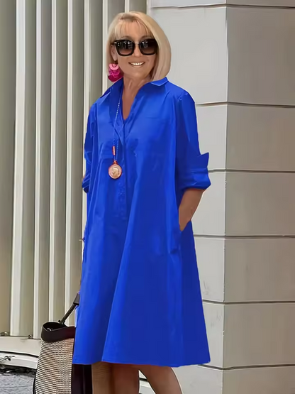 Women's Shirt Dress Relaxed Style Polyester