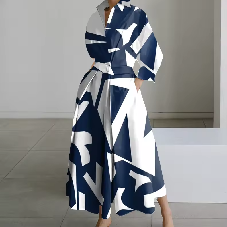Women's Shirt Dress With Collar and Defined Waist