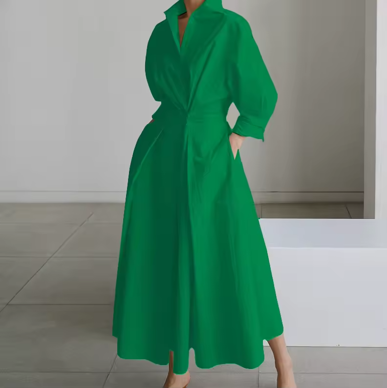 Women's Shirt Dress With Collar and Defined Waist