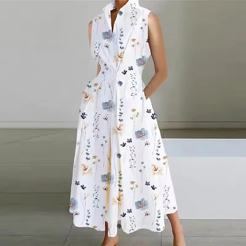 Women's Shirt Dress With Collar and Defined Waist