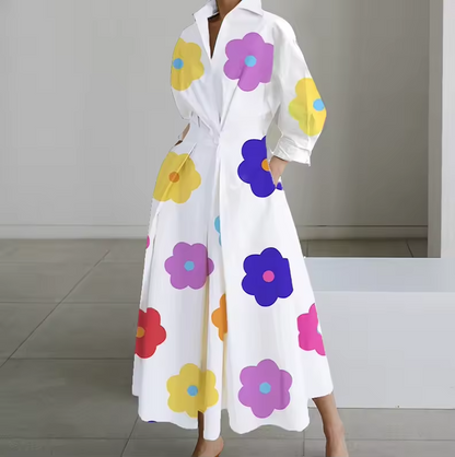 Women's Shirt Dress With Collar and Defined Waist