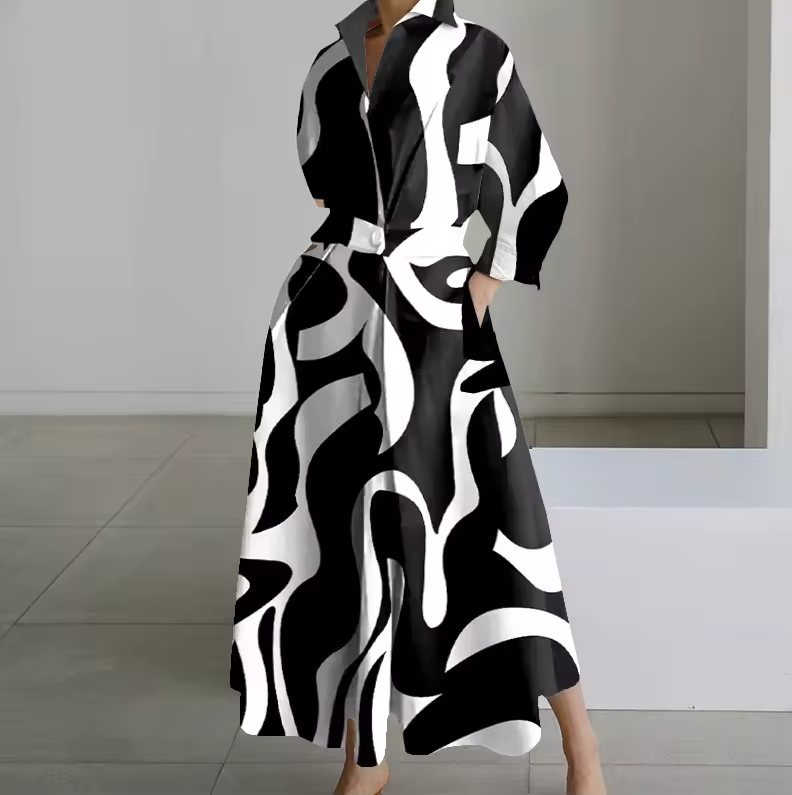 Women's Shirt Dress With Collar and Defined Waist