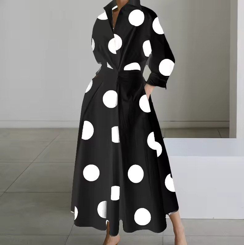 Women's Shirt Dress With Collar and Defined Waist