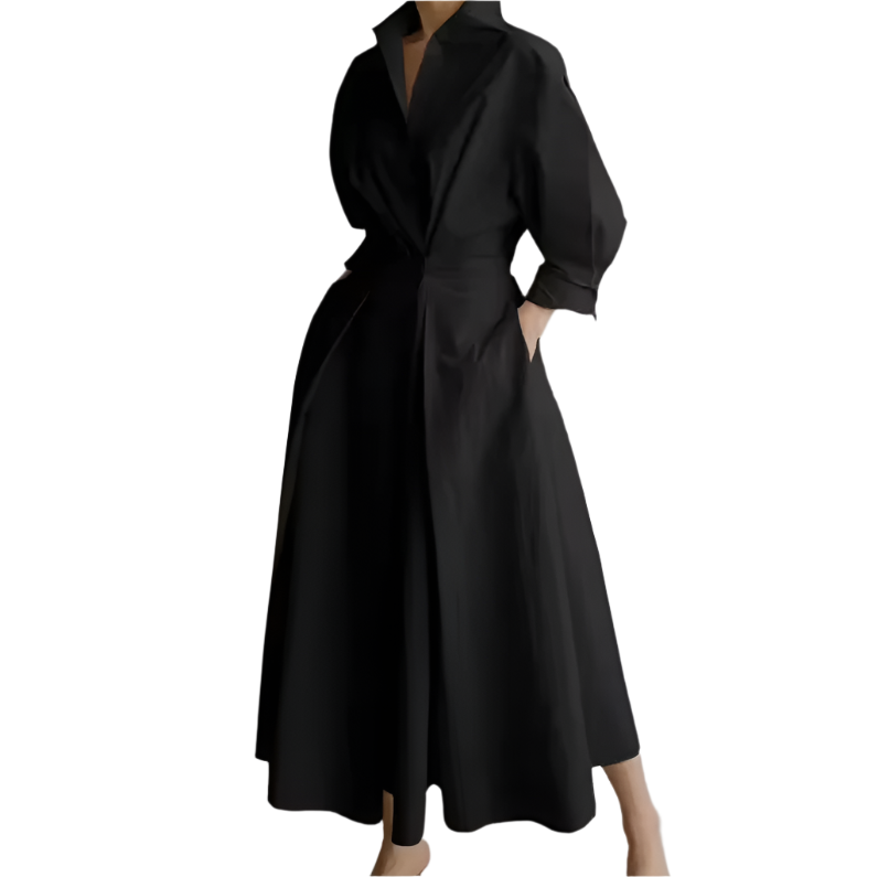 Women's Shirt Dress With Collar and Defined Waist