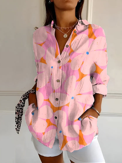 Women's Shirt Floral Pattern Button-Up Cotton Polyester