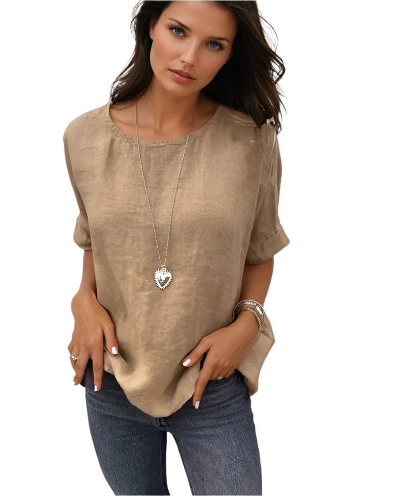 Women's Shirt Linen Look Mix Casual Elegance