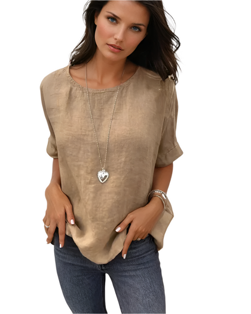 Women's Shirt Linen Look Mix Casual Elegance