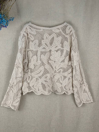 Women's Shirt Long Sleeves Floral Pattern Lace