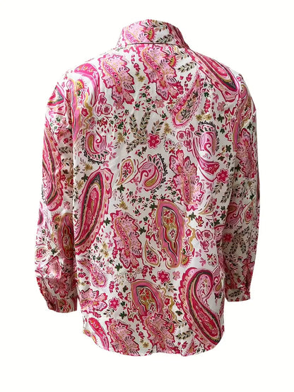 Women's Shirt Long Sleeves Paisley Print Cotton