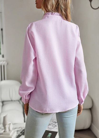 Women's Shirt Ruffle Long Sleeve Elegant Soft Fabric