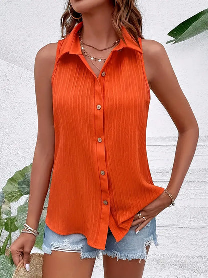 Women's Shirt Sleeveless Trendy Cotton Airy