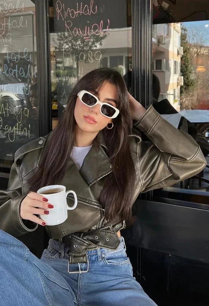 Women's Short Biker Jacket Modern Style