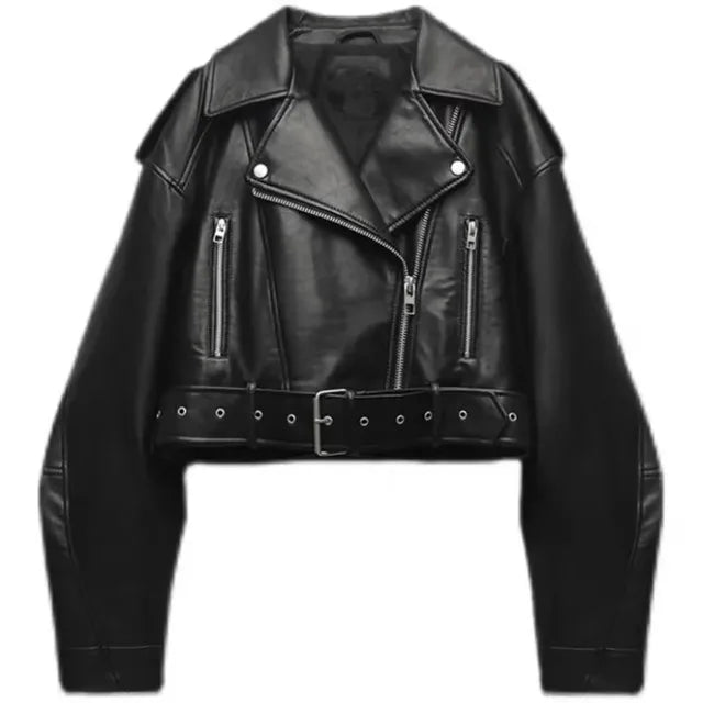 Women's Short Biker Jacket Modern Style