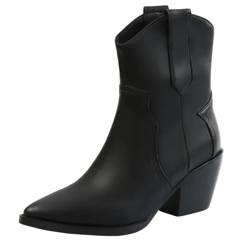 Women's Short Cowboy Boots Modern Western Style Imitation Leather