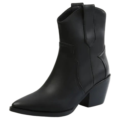 Women's Short Cowboy Boots Modern Western Style Imitation Leather