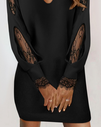 Women's Short Dress Lace Bouillon Cotton Summer Dress Short Sleeve