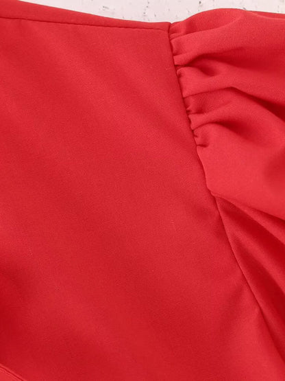 Women's Short Puff Sleeve Top with Spaghetti Straps